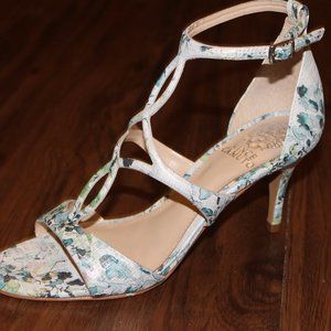 Vince Camuto IVORY Multi Floral Ankle Strap